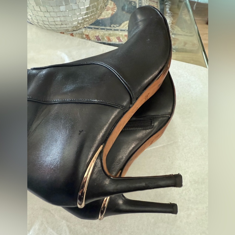 Coach Roma Black Leather Heeled Boots - Picture 5 of 8